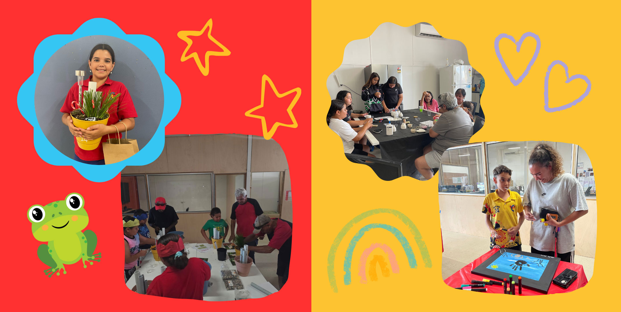 kids frog activity with River Rangers, kids and carers arts and crafts activity